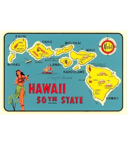 Amazon.com: Hawaii Islands Route Map - Hawaiian Air Lines